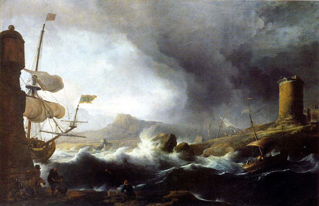 Stormy Sea on Mountainous Coast